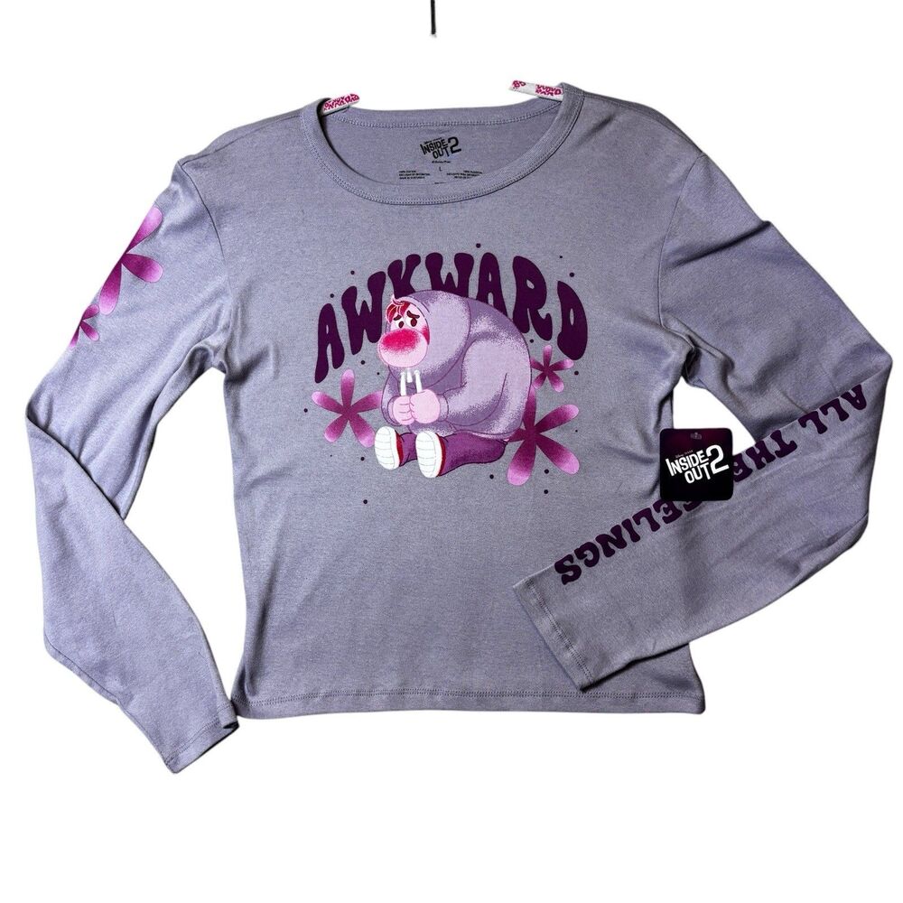 NWT Inside Out 2 Girls Size L  Light Purple 100% Cotton, ￼Long sleeve shirt